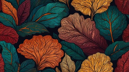 Modern seamless pattern background of foliage and geometric shapes. luxury, aesthetic, leaf background