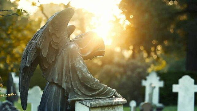 The scary angel of death is haunted by a graveyard	

