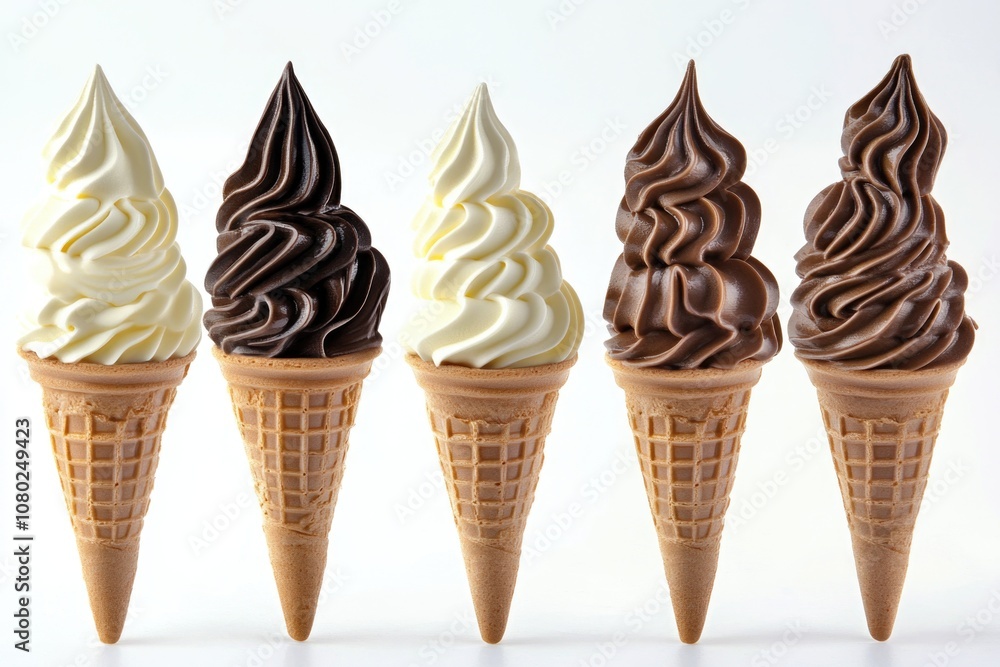 Poster a colorful display of various ice cream cone flavors