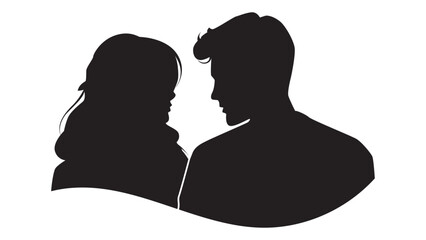 Black silhouette illustration of a couple facing each other