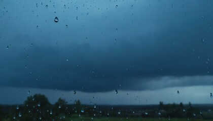 Full frame shot of wet glass against sky in rain 502