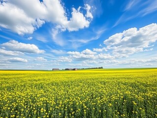 Obraz premium field and blue sky with clouds