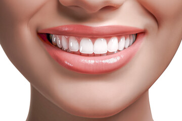 Obraz premium Closeup of female teeth when smiling without background
