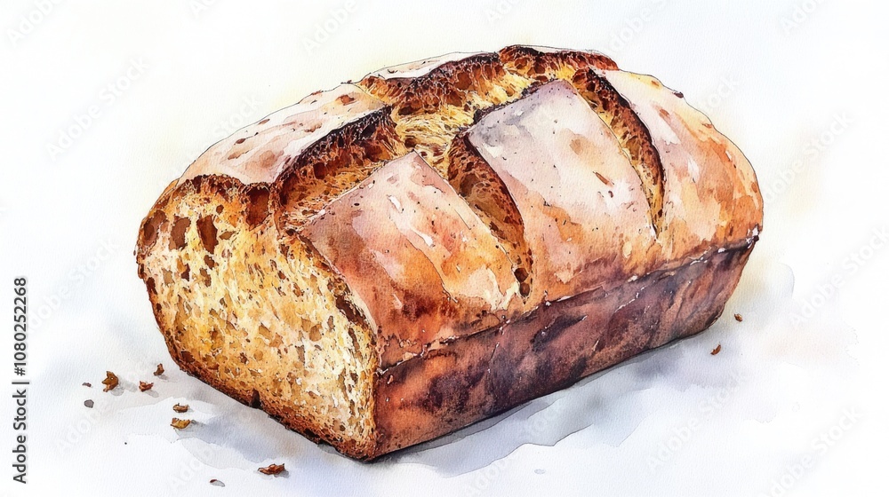 Poster a single loaf of bread placed on a clean and white surface