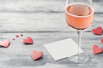 Fototapeta premium valentines day drink with blank card for mockup design. ai generated