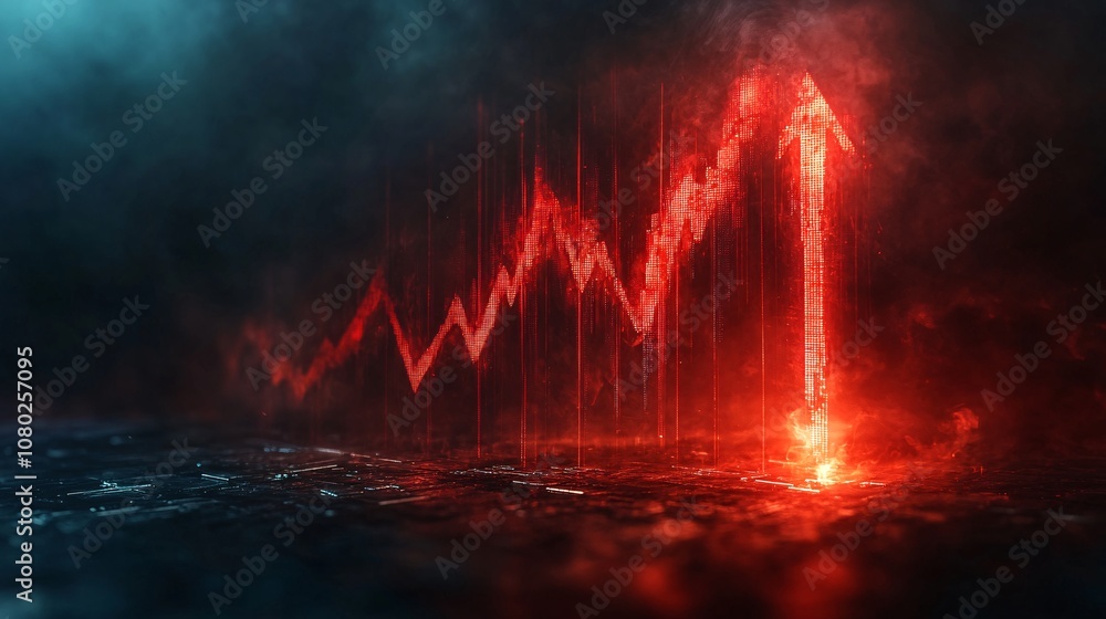 Poster image of a red downward graph arrow symbolizing financial loss and crisis bankruptcy concept with si