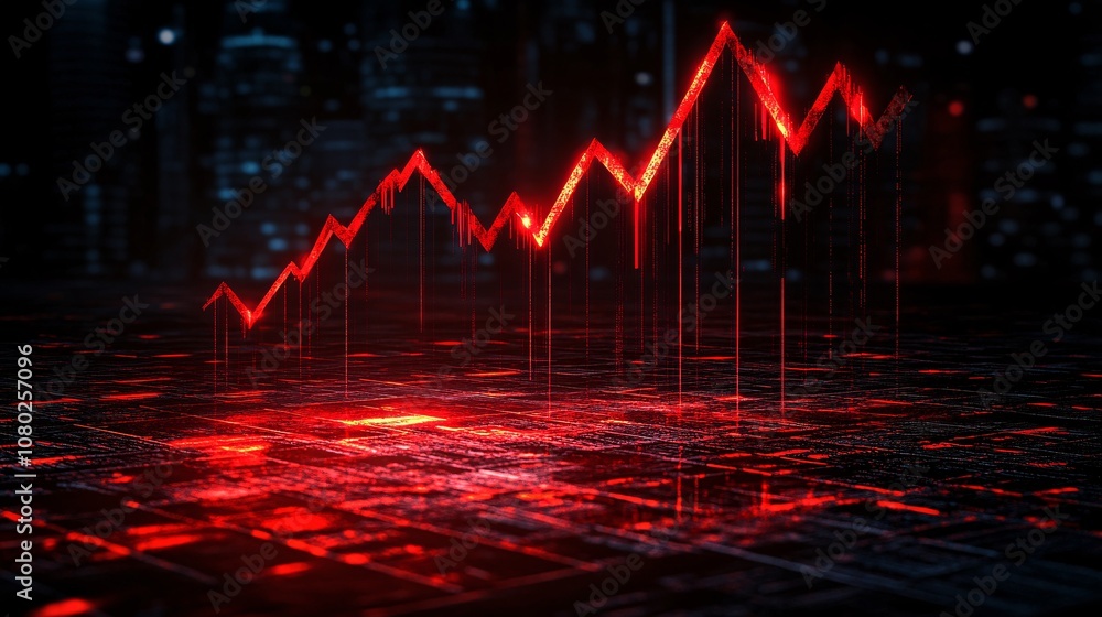 Poster Image of a red downward graph arrow symbolizing financial loss and crisis Bankruptcy concept with side empty space for text Stockphoto style