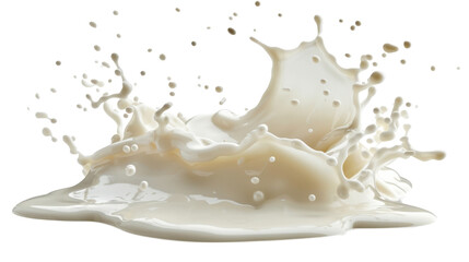 Creamy milk splashing on white transparent background
