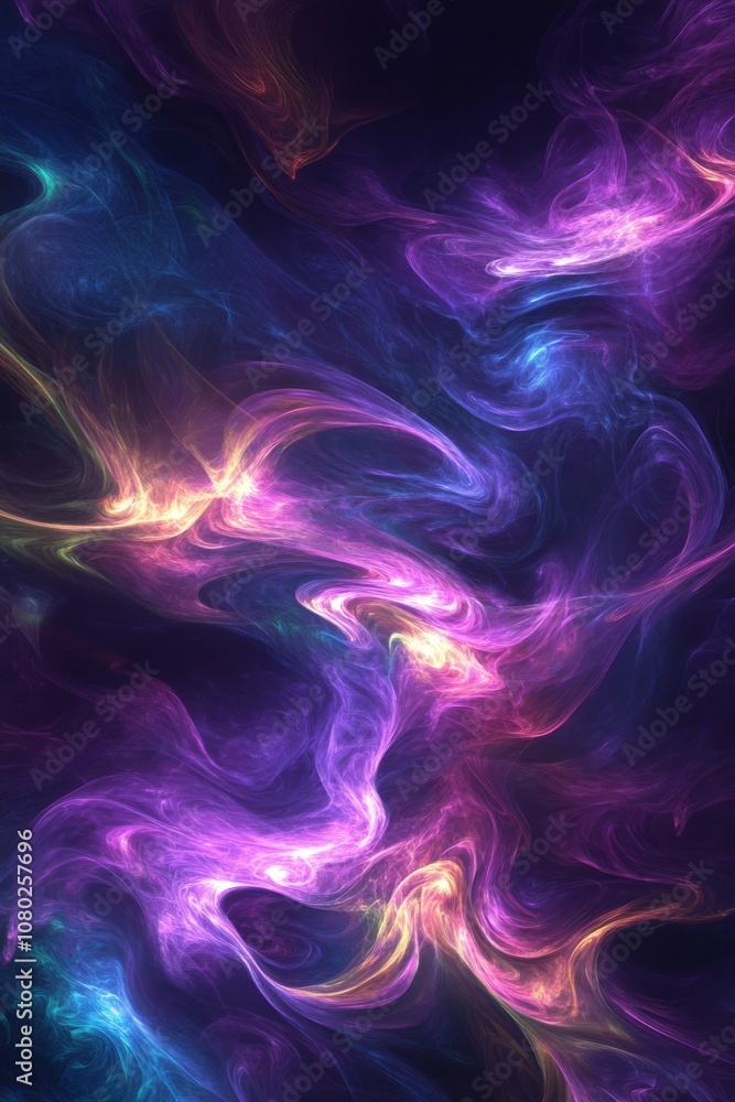 Poster featuring a stunning and mesmerizing abstract design that showcases swirling neon colors combined wi
