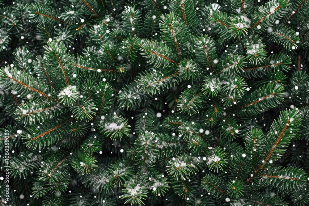 Poster A close-up view of a pine tree branch heavily coated with snow