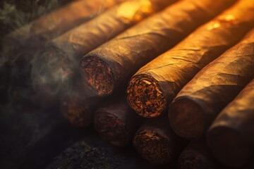 A close-up view of a bunch of cigars