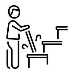 Staircase cleaning icon in linear style 
