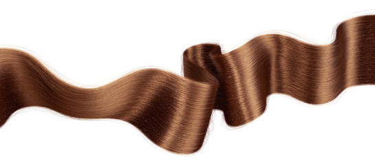 3d render illustration of the lustrous chestnut wavy hair strands. Close-up of rich...
