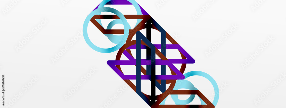 Poster abstract background - colorful circle lines technology or business digital template