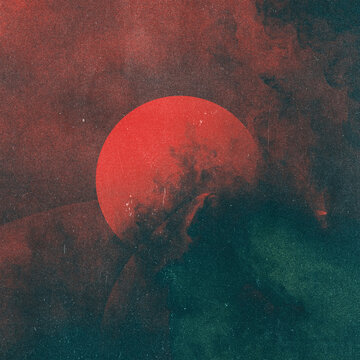 Abstract Red Circle on Textured Background with Atmospheric Effects