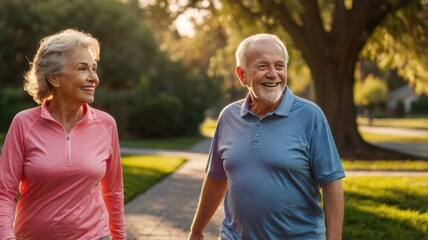 Obraz premium Active seniors walking in a park