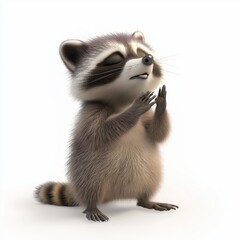 Fototapeta premium Close-up of a curious raccoon, capturing its adorable, inquisitive expression in a detailed portrait of this forest-dwelling creature, Generative AI
