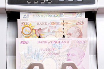British pound in the counting machine