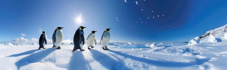 Fototapeta premium Emperor Penguins on a Snowy Landscape in Antarctica