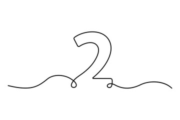 Number 2 in continuous line drawing style. editable One line drawing of number 2 icon. Vector illustration