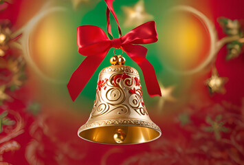 Classic Bell with Golden Finish: A Touch of Sophistication and Color Enhancing the Festive Atmosphere of the Setting.