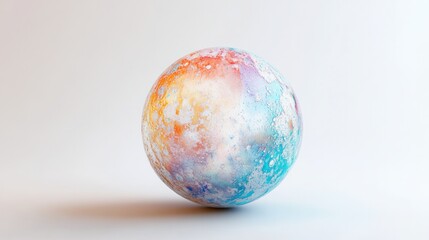 moon, featuring a shimmering surface with vibrant colors and intricate patterns that represent quantum mechanics.