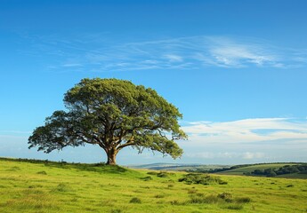Obraz premium Solitary Tree in a Verdant Field