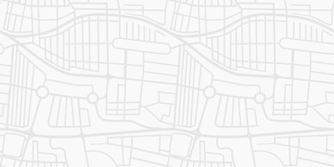 City road plan graphic print. Seamless vector texture with simple city map. City map vector pattern in grey. © Tupungato