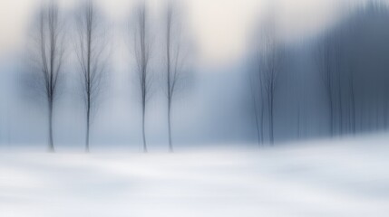 Fototapeta premium Defocused Winter Landscape with Snow and Trees A blurred