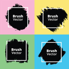 Illustration of messy  splash frame geometric shape white line border. Grunge backgrounds collection brush black paint vector Image. Colourful ink brush stroke with square frame set. Watercolor banner