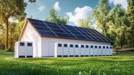Obraz premium Solar energy storage solutions, keeping power accessible even at night