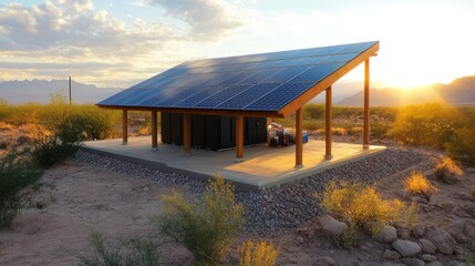 Obraz premium Solar energy storage solutions, keeping power accessible even at night