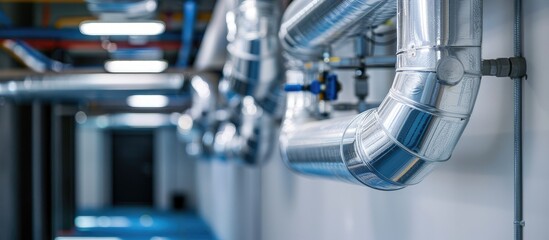 Obraz premium Silver Ductwork in Industrial Setting