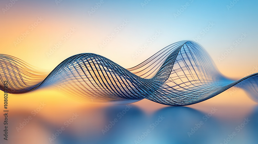 Poster mesmerizing abstract design featuring flowing lines and waves, creating sense of movement and tranqu