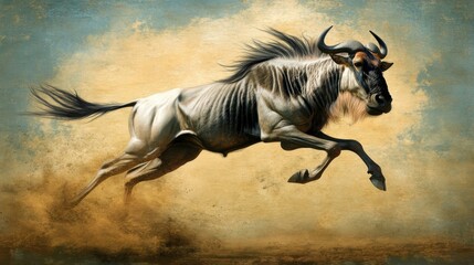 Wild Animal Jumping Across a Dusty Savannah