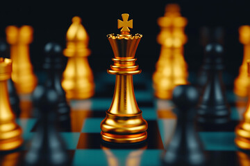 Close-up of chess pieces on a board representing strategy and decision-making.