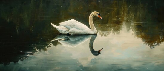 Fototapeta premium A Graceful Swan on a Serene Lake