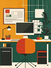 Vintage Poster Style, Setting Habit Goals, retro typography and 1970s color scheme