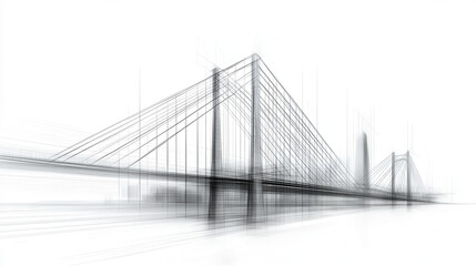 Obraz premium contemporary cable stayed bridge with elevation view, showcasing its elegant lines and structure. image conveys sense of modern engineering and design