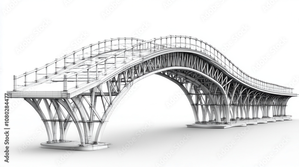 Poster elegant cantilever bridge design showcasing unique architectural style. intricate structure features