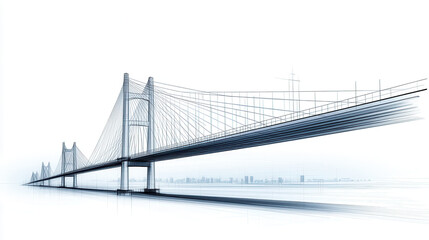 Fototapeta premium Elegant cantilever bridge elevation view showcasing architectural design and engineering. intricate lines and structure create stunning visual impact