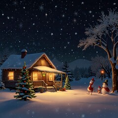 Christmas house in the woods