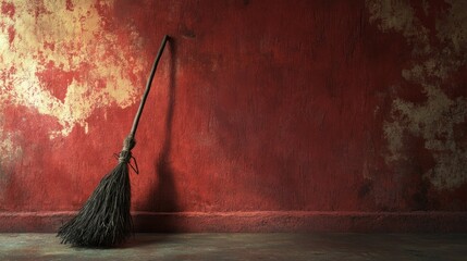 Broom against Red Wall