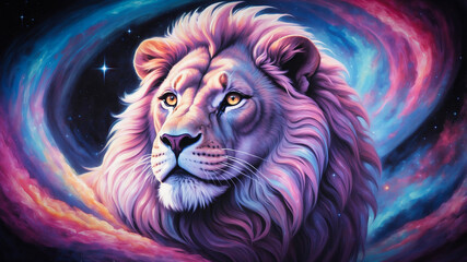 Astrology Leo constellation as a mighty cosmic lion