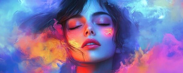 Fototapeta premium Neon watercolor effects for a soft touch.