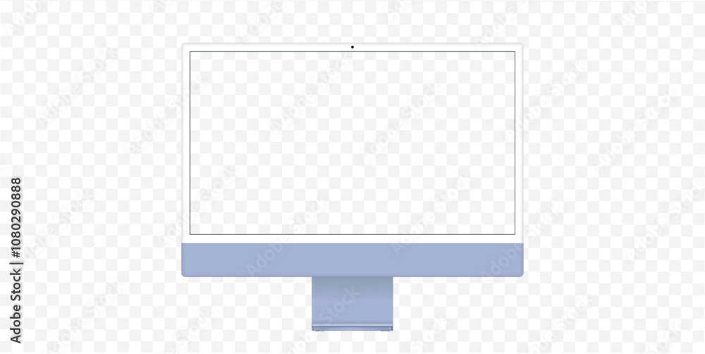 Poster Black Modern Computer Monitor Vector Illustration with White Screen. Desktop pc vector mocup. monitor display with blank screen isolated on background. Vector illustration