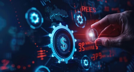 Obraz premium Hand Holding a Digital Coin with a Dollar Sign
