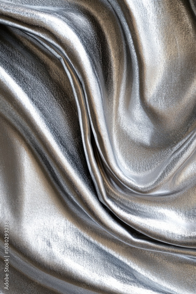 Aufkleber a close-up shot of shiny silver fabric with intricate patterns and textures