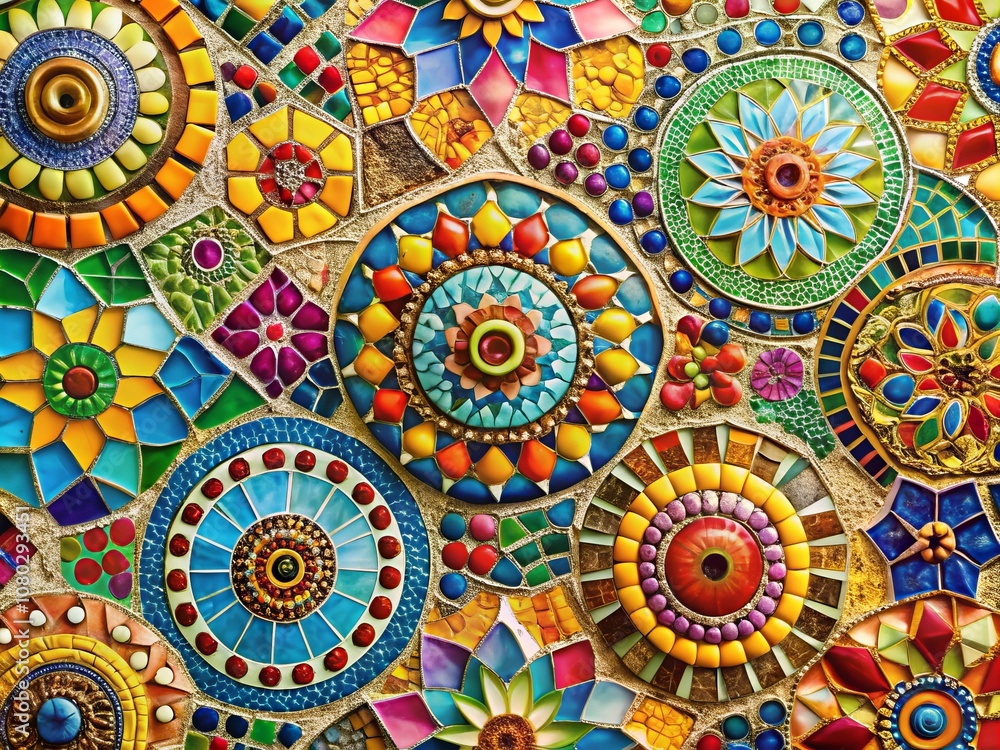 Poster vibrant mosaic splash - an abstract background of colorful tiles creating a stunning visual experien
