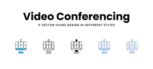 Video Conferencing vector icons different style vector stock illustration